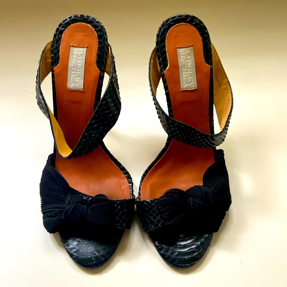 Badgley Mischka Genuine Python high heel sandals